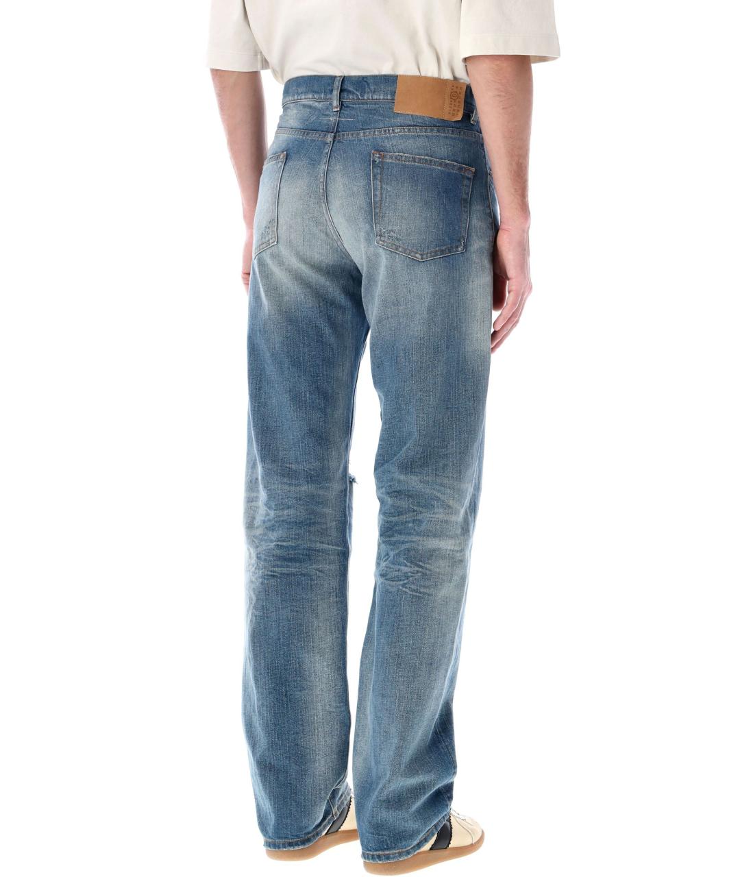 MM6 MAISON MARGIELA Голубые хлопковые прямые джинсы, фото 3