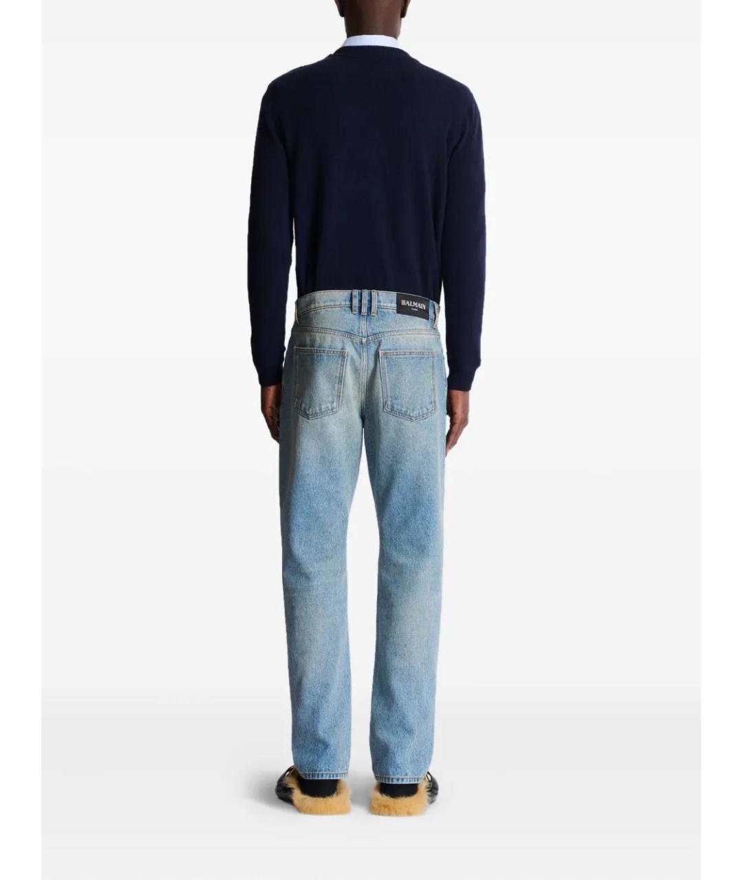 BALMAIN Голубые хлопковые прямые джинсы, фото 4