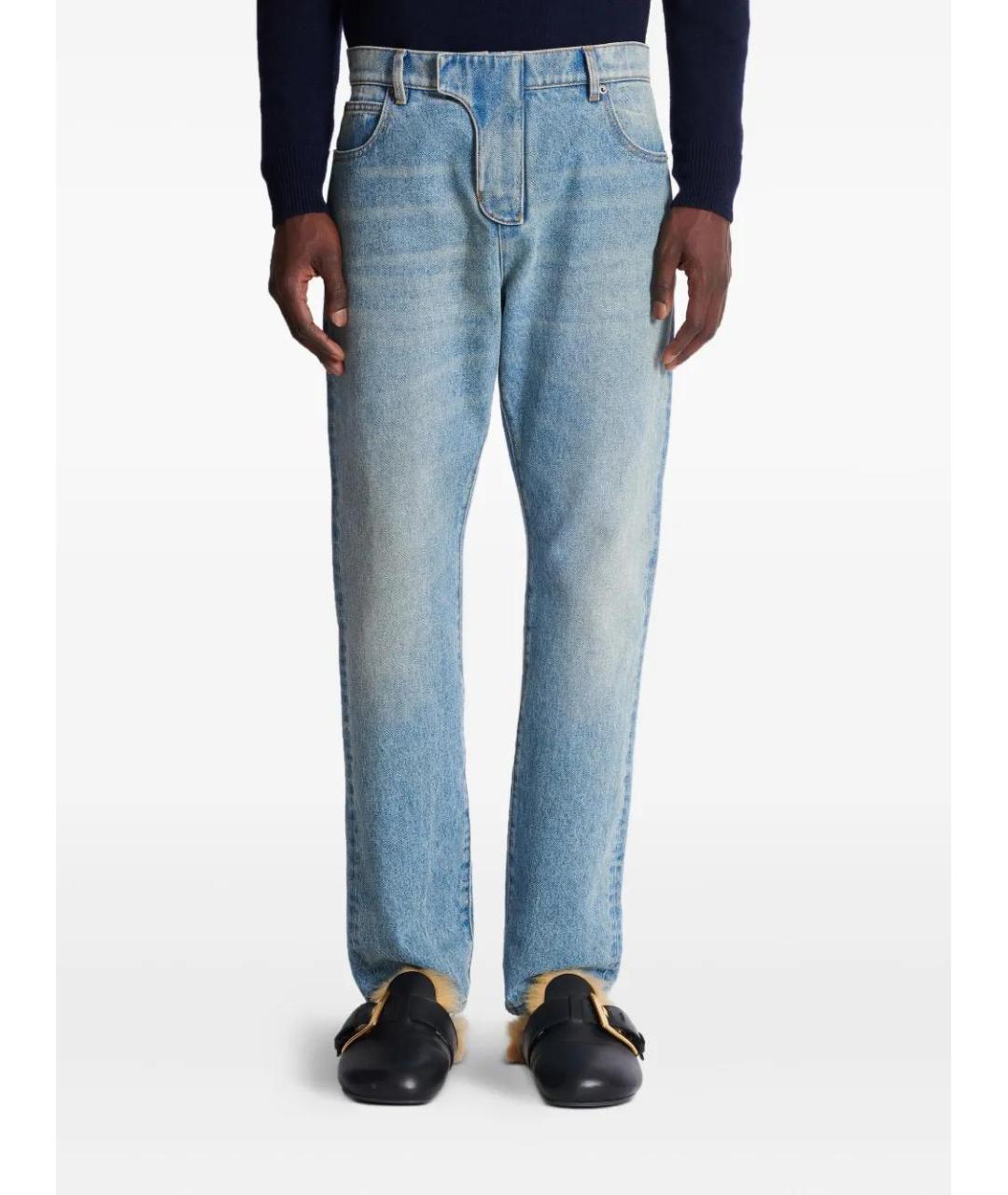 BALMAIN Голубые хлопковые прямые джинсы, фото 5