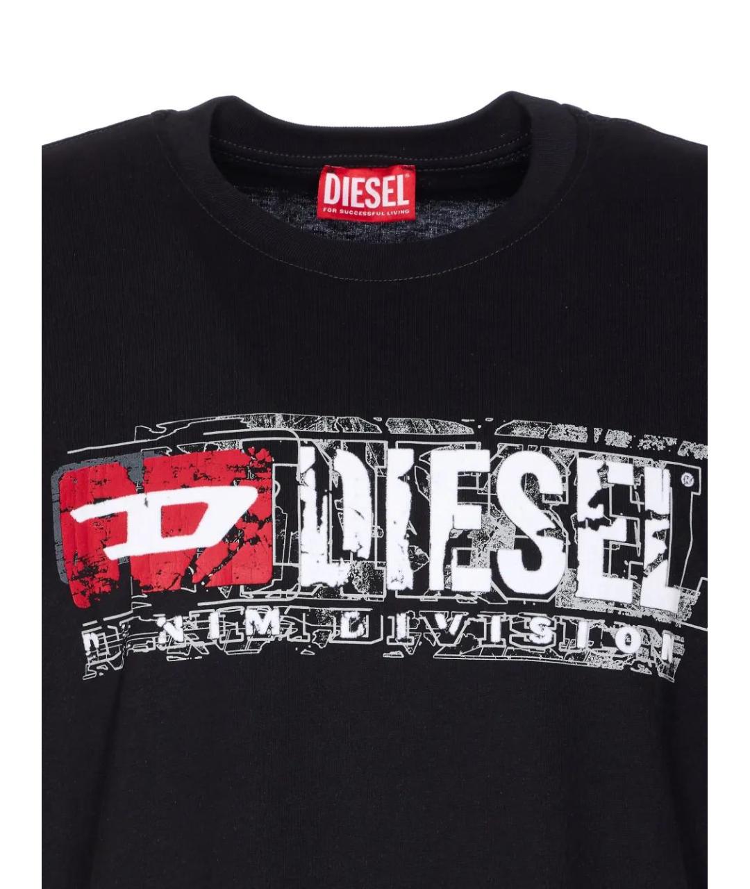 DIESEL Черная хлопковая футболка, фото 4