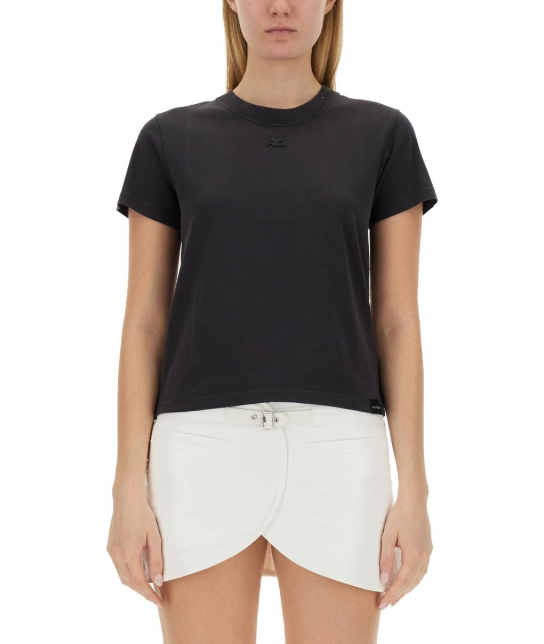 COURREGES Серая хлопковая футболка, фото 2