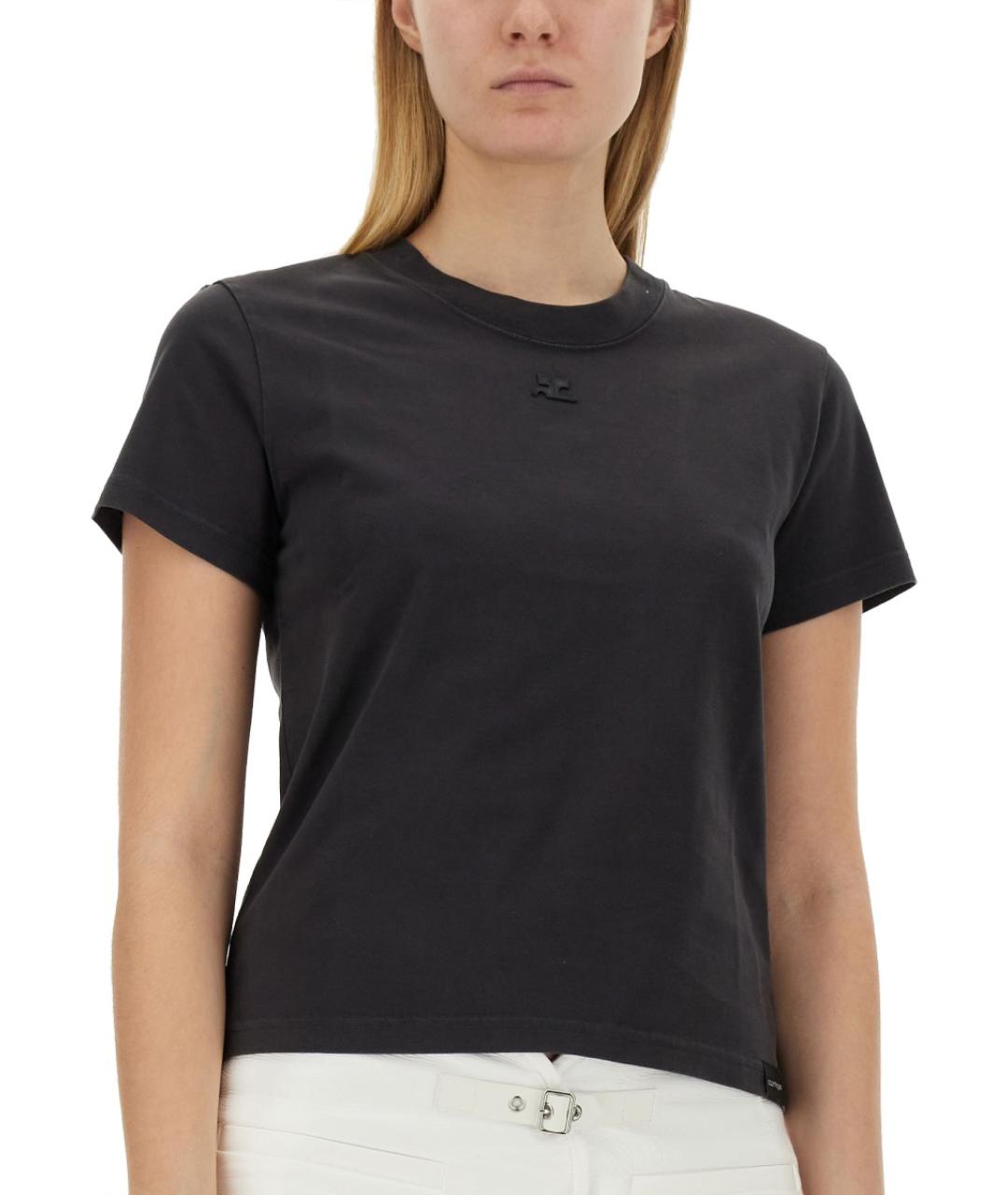 COURREGES Серая хлопковая футболка, фото 5