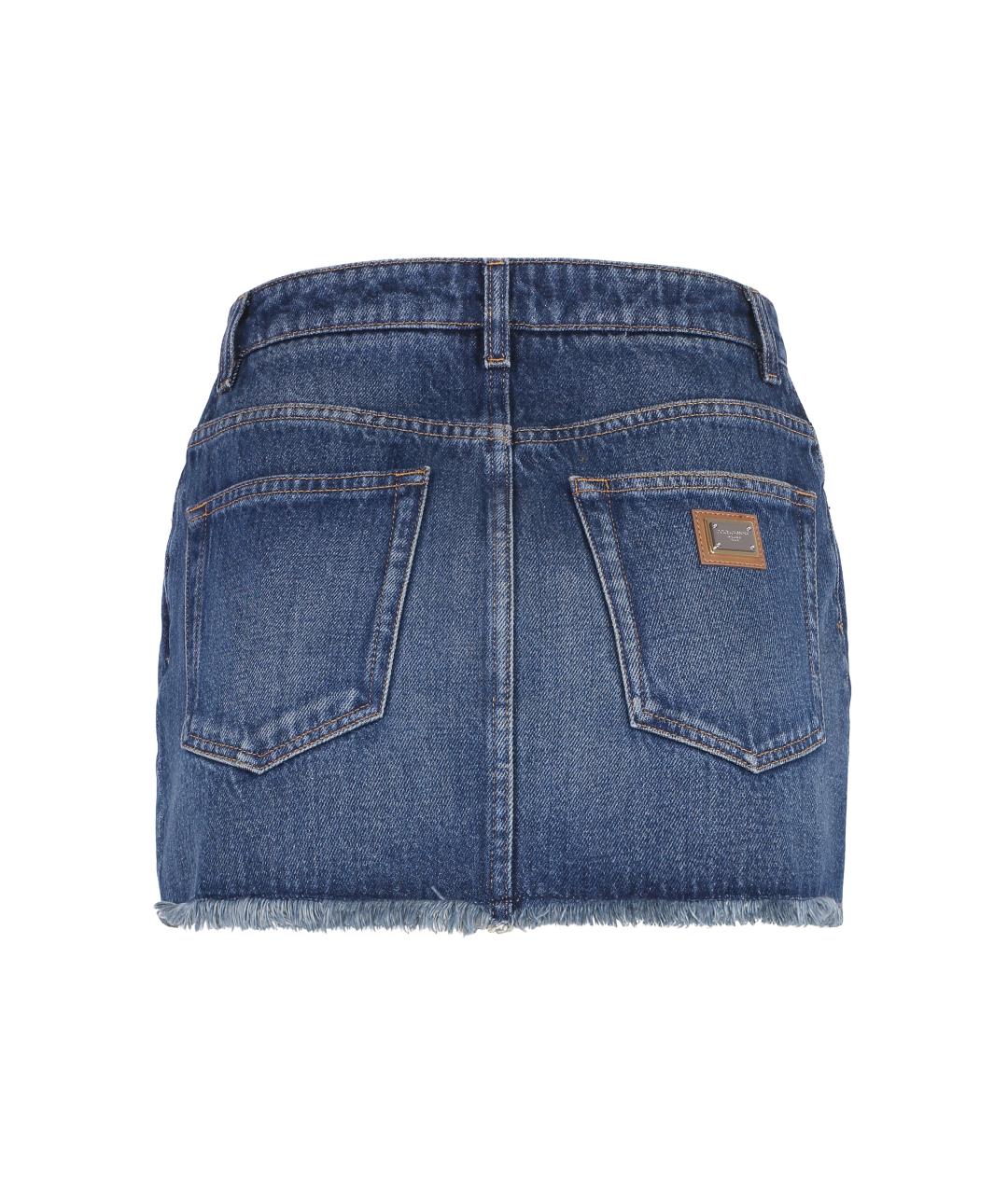 DOLCE&GABBANA Синяя деним юбка мини, фото 2