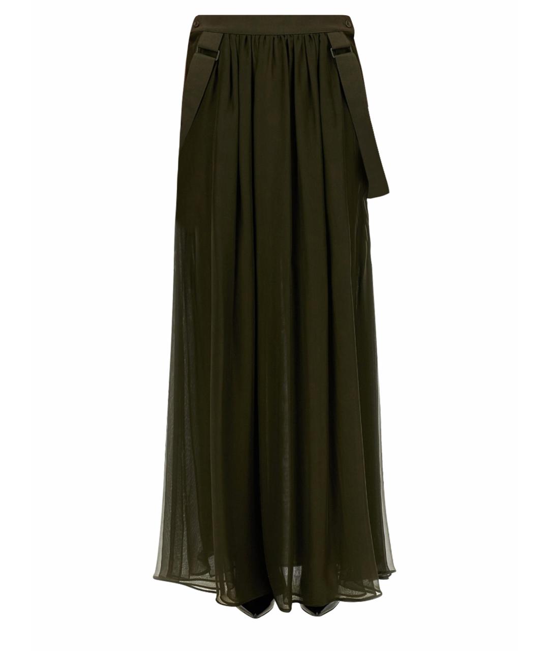 MAX MARA Хаки шелковая юбка макси, фото 1