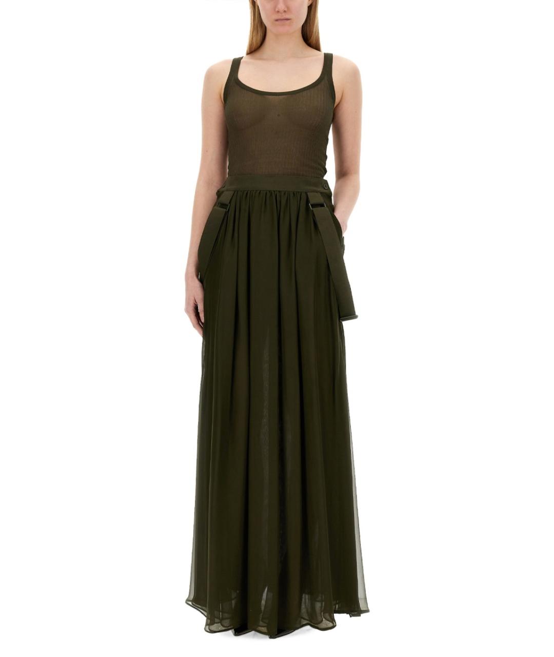 MAX MARA Хаки шелковая юбка макси, фото 2