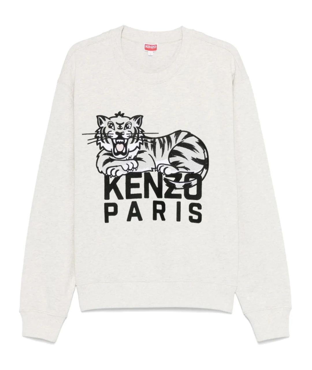 KENZO Серый хлопковый джемпер / свитер, фото 1