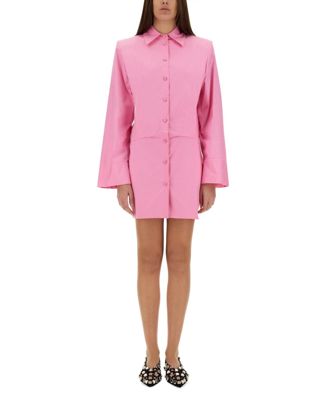 THE ATTICO Фуксия хлопковое платье, фото 2