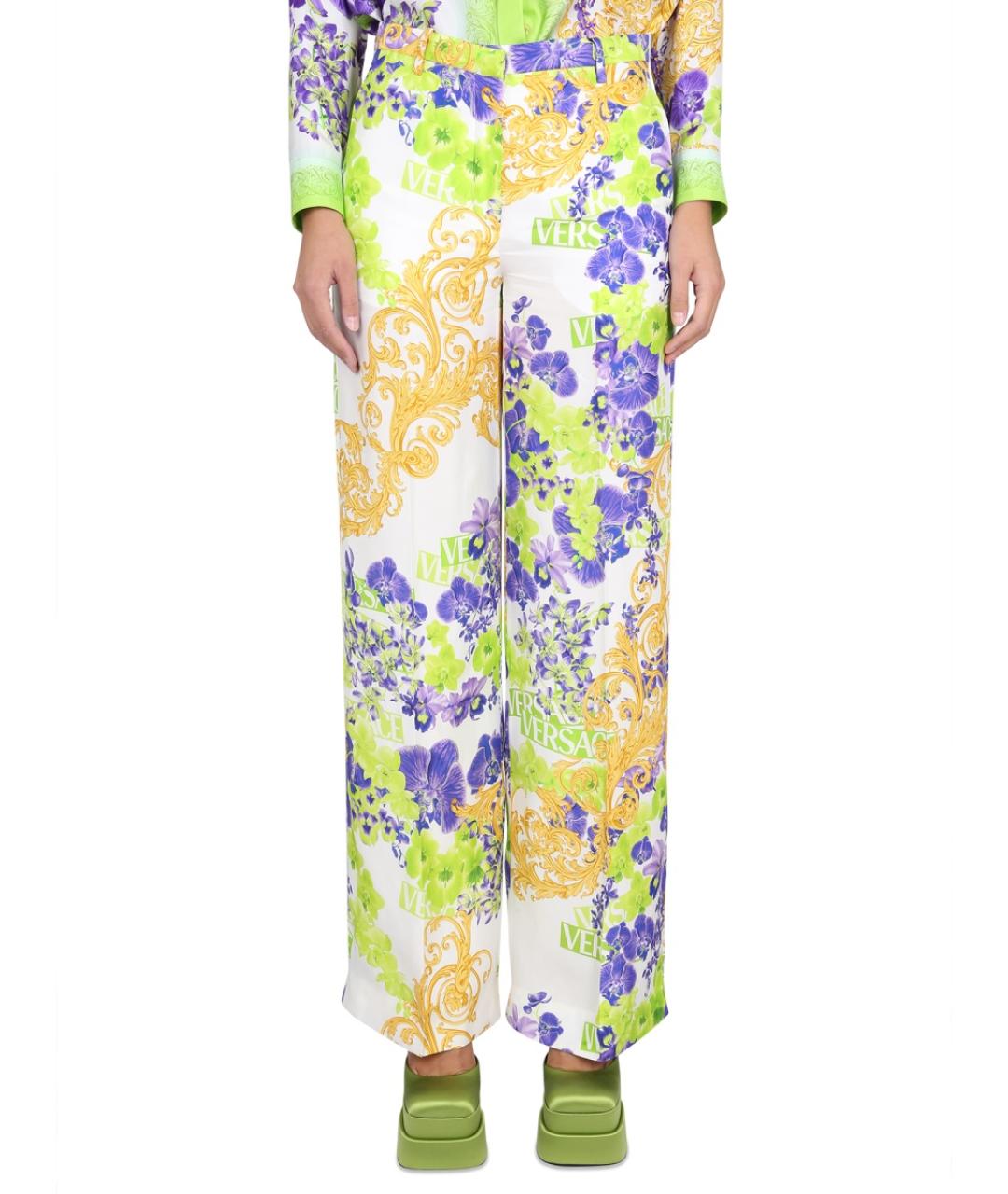 VERSACE Мульти вискозные прямые брюки, фото 2
