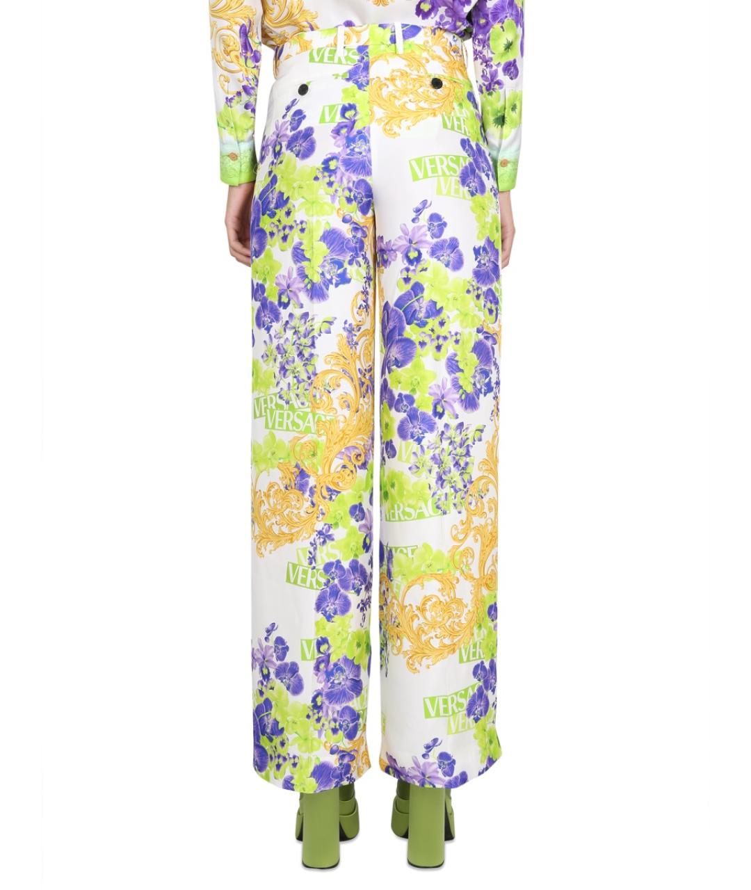 VERSACE Мульти вискозные прямые брюки, фото 5