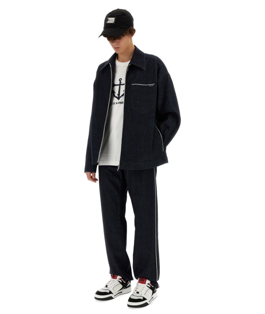 DOLCE&GABBANA Синие хлопковые повседневные брюки, фото 2