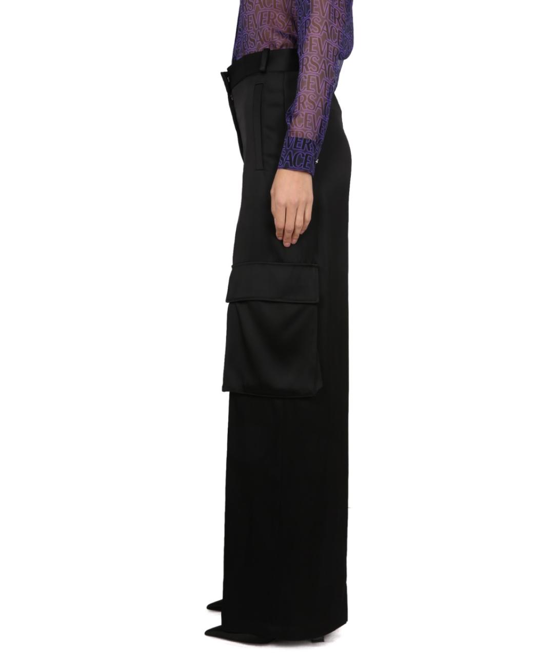 VERSACE Черные вискозные прямые брюки, фото 4