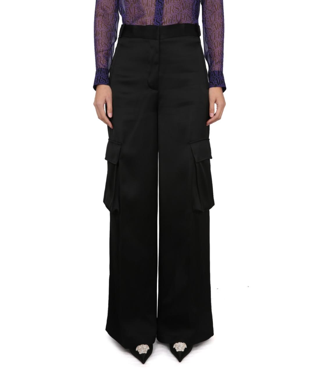 VERSACE Черные вискозные прямые брюки, фото 2