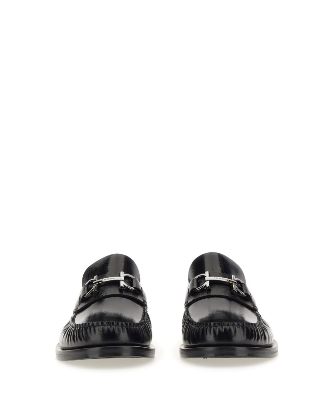 FERRAGAMO Черные кожаные лоферы, фото 2