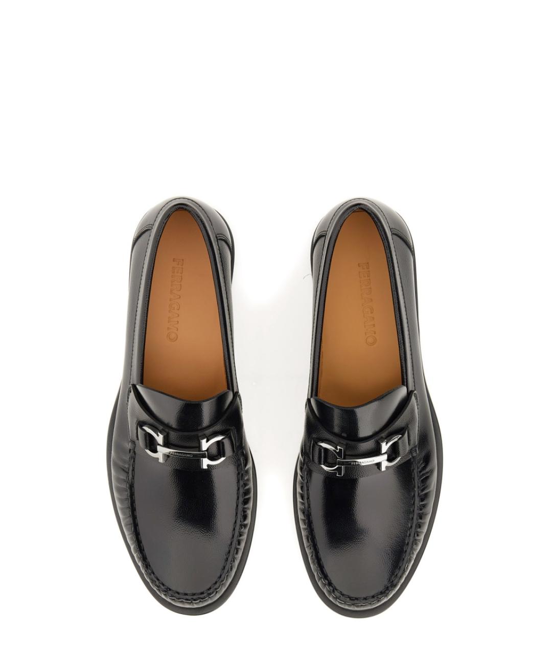 FERRAGAMO Черные кожаные лоферы, фото 5