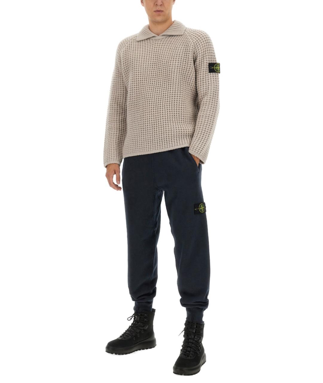 STONE ISLAND Синие хлопковые повседневные брюки, фото 2