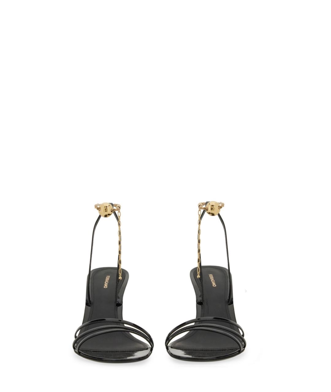 FERRAGAMO Черные кожаные босоножки, фото 2