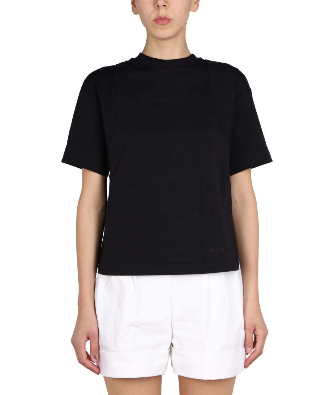 ALEXANDER MCQUEEN Черная хлопковая футболка, фото 2