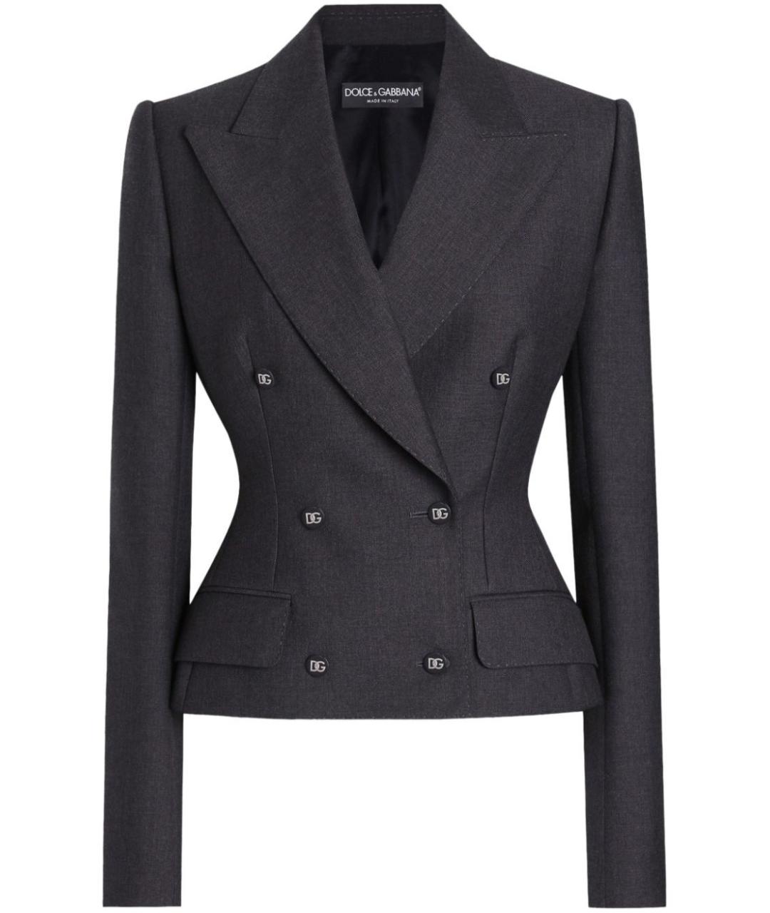 DOLCE&GABBANA Антрацитовый шерстяной жакет/пиджак, фото 1
