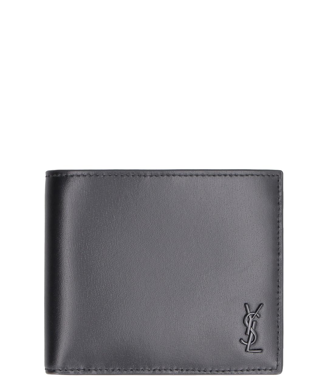 SAINT LAURENT Черный кожаный кошелек, фото 1