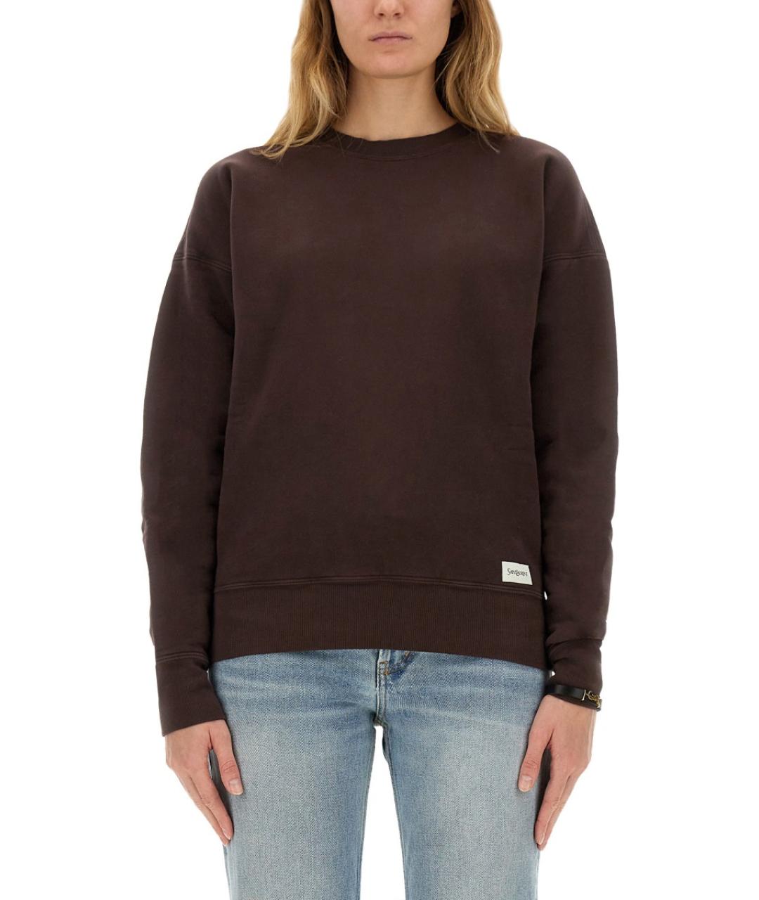 SAINT LAURENT Коричневый хлопковый джемпер / свитер, фото 2