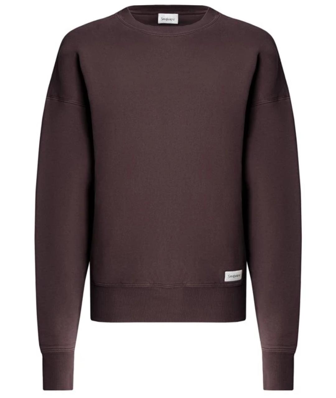 SAINT LAURENT Коричневый хлопковый джемпер / свитер, фото 1