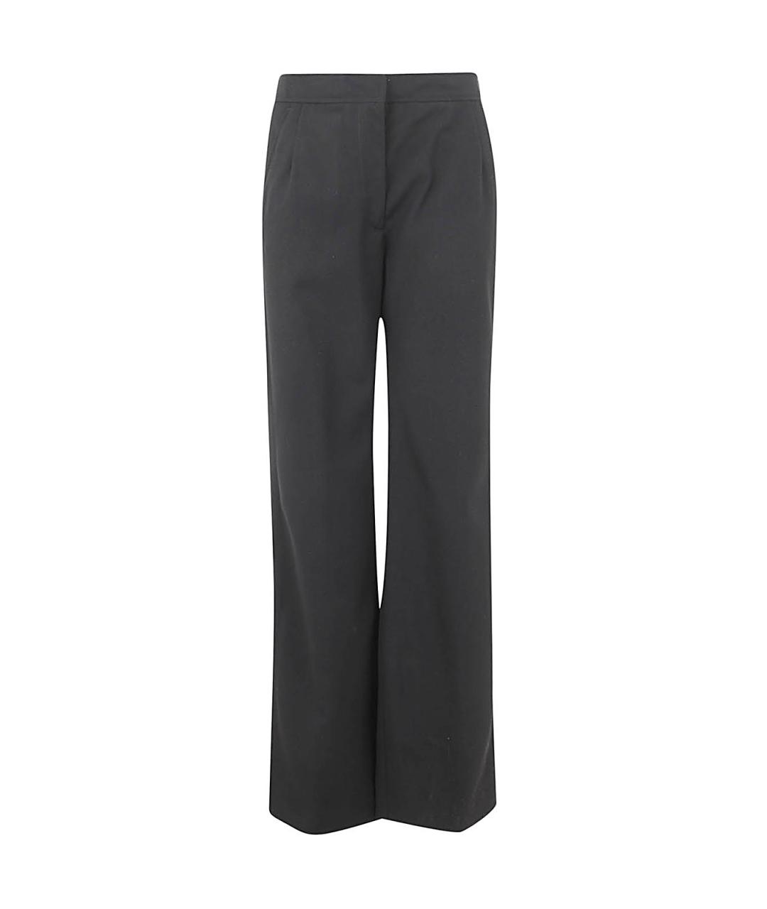 DRIES VAN NOTEN Черные полиэстеровые прямые брюки, фото 1