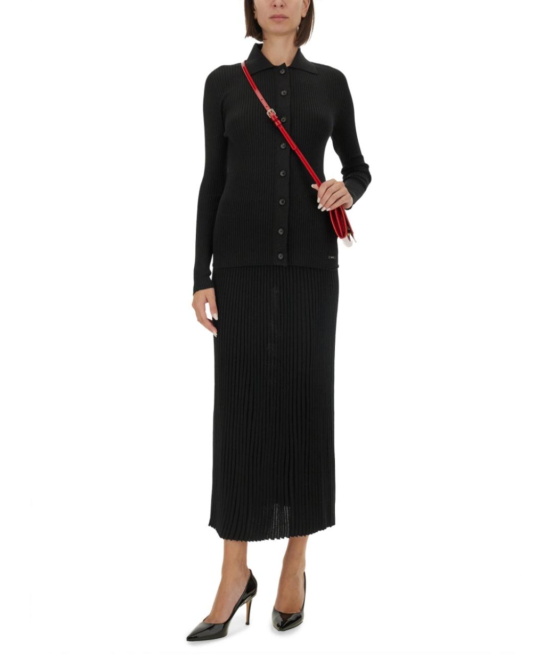 KITON Черная шерстяная юбка миди, фото 2