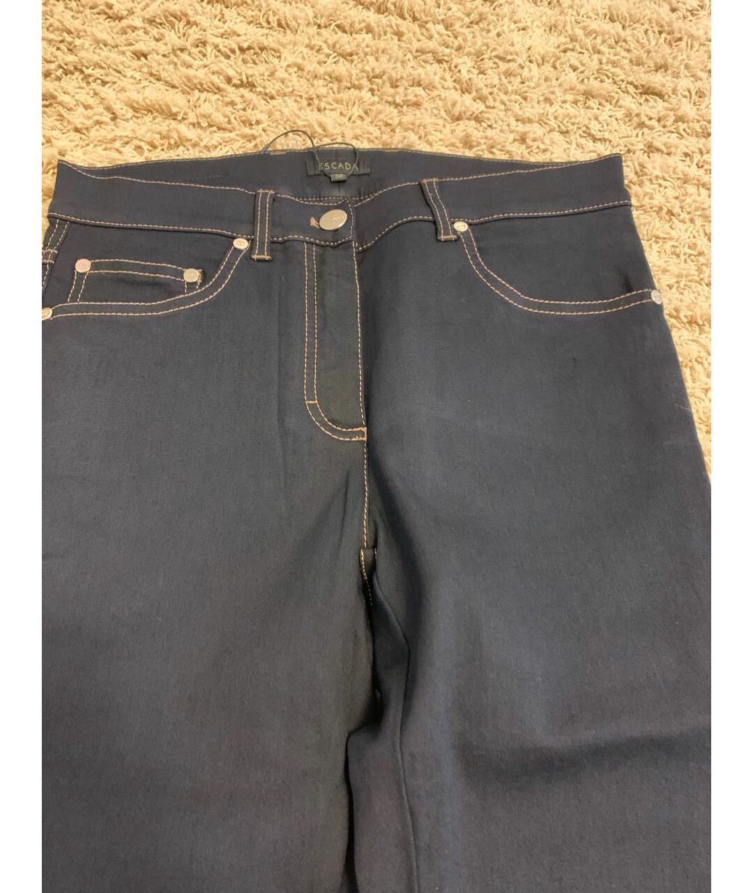 ESCADA Синие хлопко-эластановые прямые джинсы, фото 4