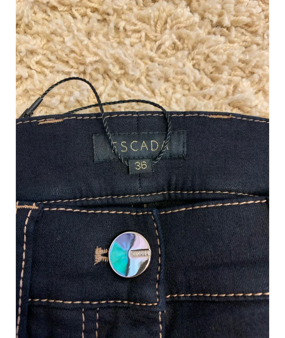 ESCADA Синие хлопко-эластановые прямые джинсы, фото 3