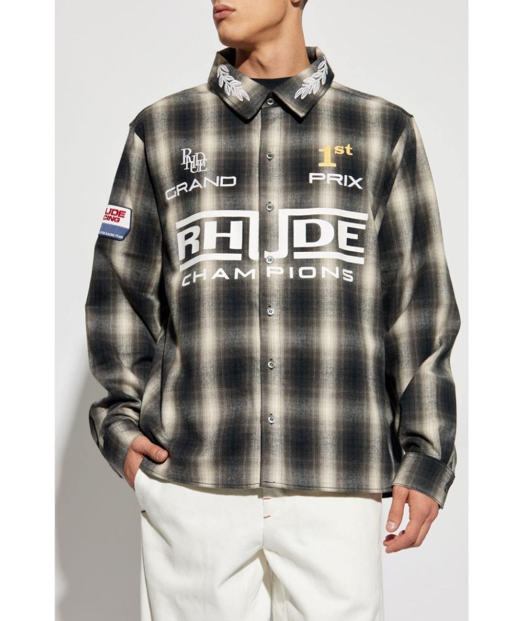 RHUDE Черная хлопковая кэжуал рубашка, фото 3