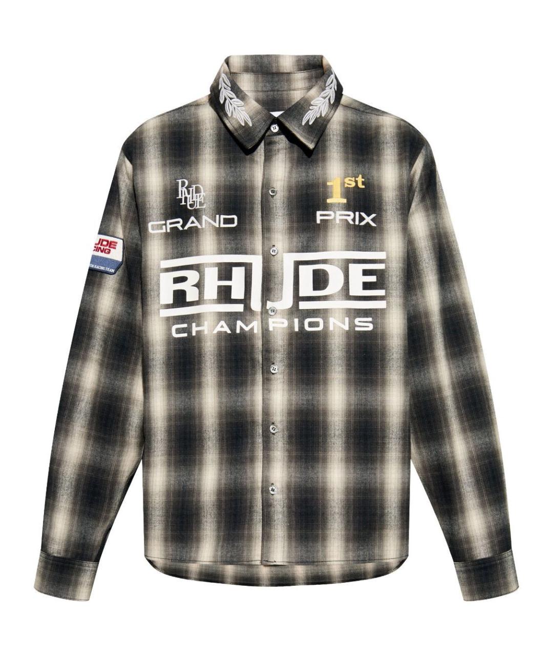 RHUDE Черная хлопковая кэжуал рубашка, фото 1