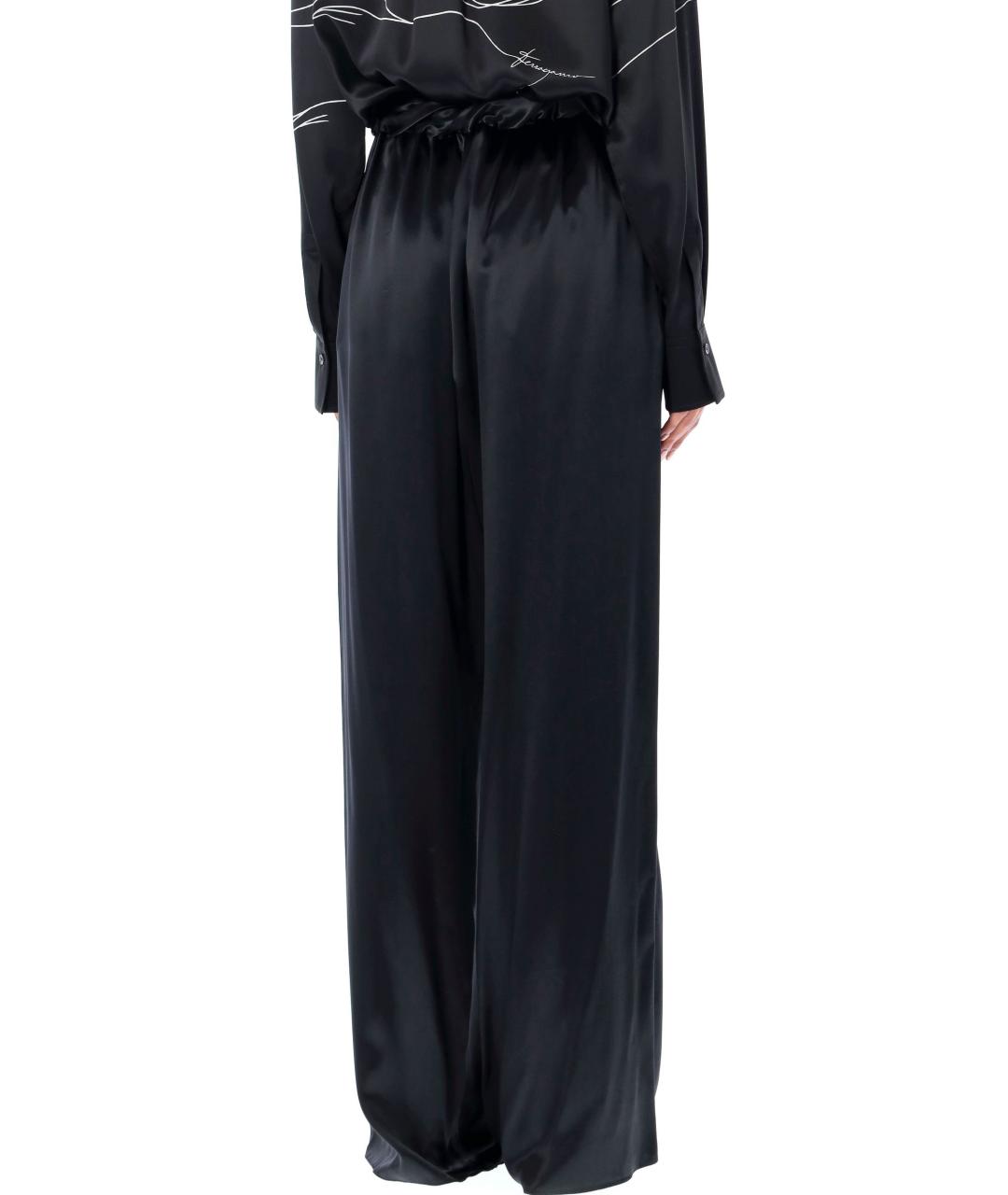 FERRAGAMO Черные вискозные прямые брюки, фото 2