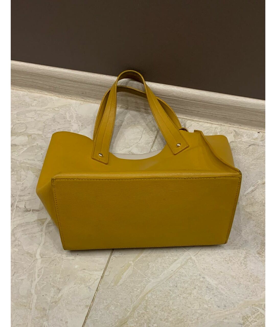 FURLA Горчичная кожаная сумка тоут, фото 6