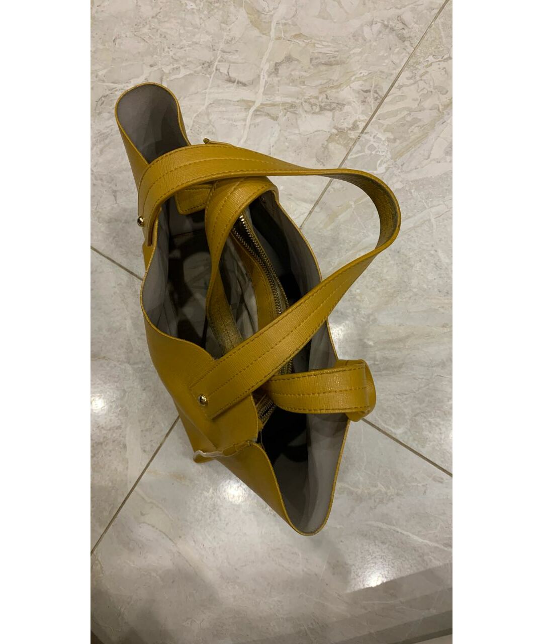 FURLA Горчичная кожаная сумка тоут, фото 7