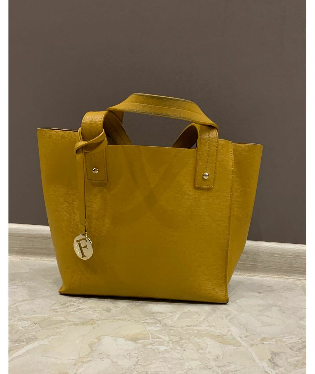 FURLA Горчичная кожаная сумка тоут, фото 8