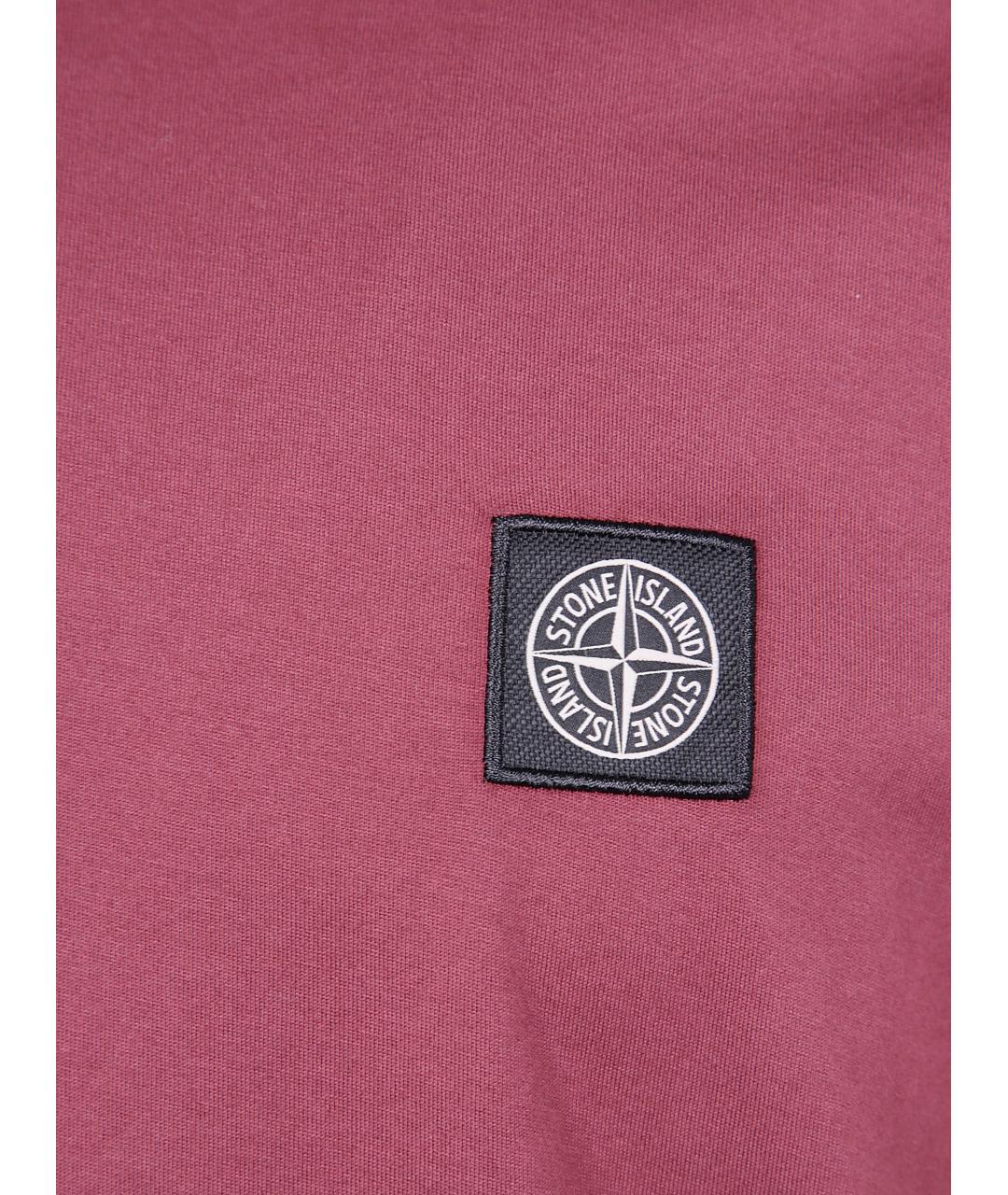 STONE ISLAND Бордовая хлопковая футболка, фото 3