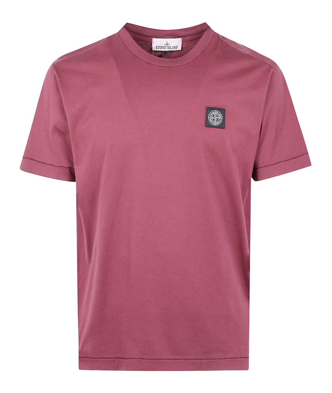 STONE ISLAND Бордовая хлопковая футболка, фото 1