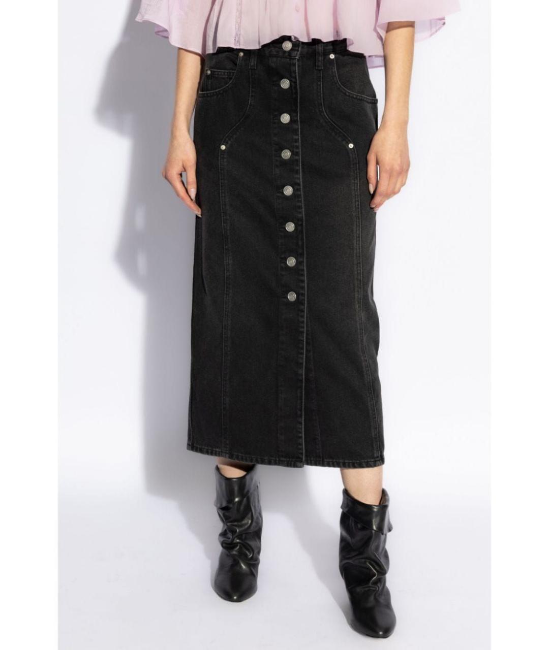 ISABEL MARANT Черная хлопковая юбка миди, фото 3