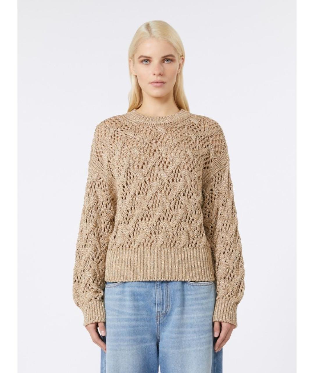 MAX MARA STUDIO Золотой вискозный джемпер / свитер, фото 2