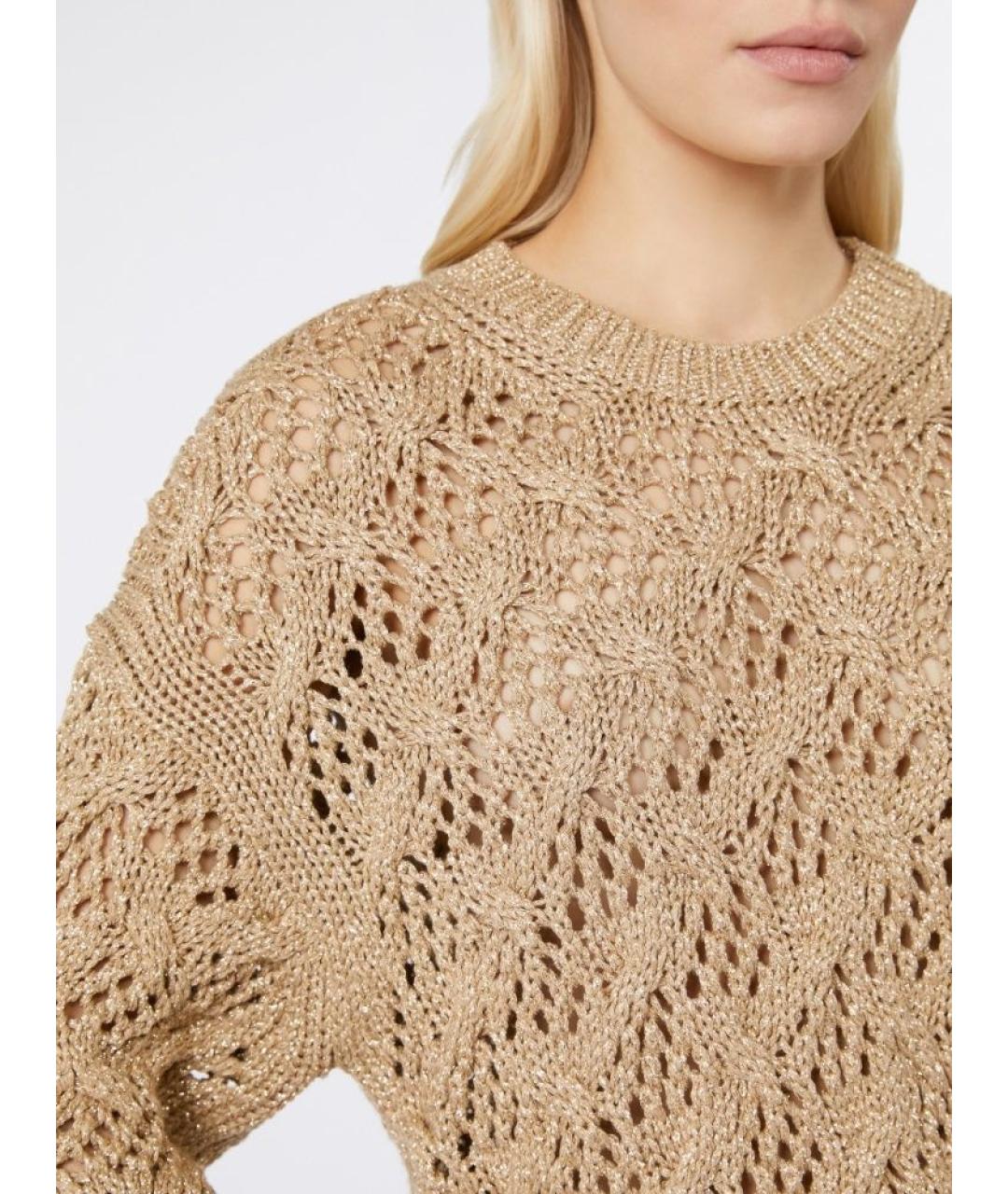 MAX MARA STUDIO Золотой вискозный джемпер / свитер, фото 4