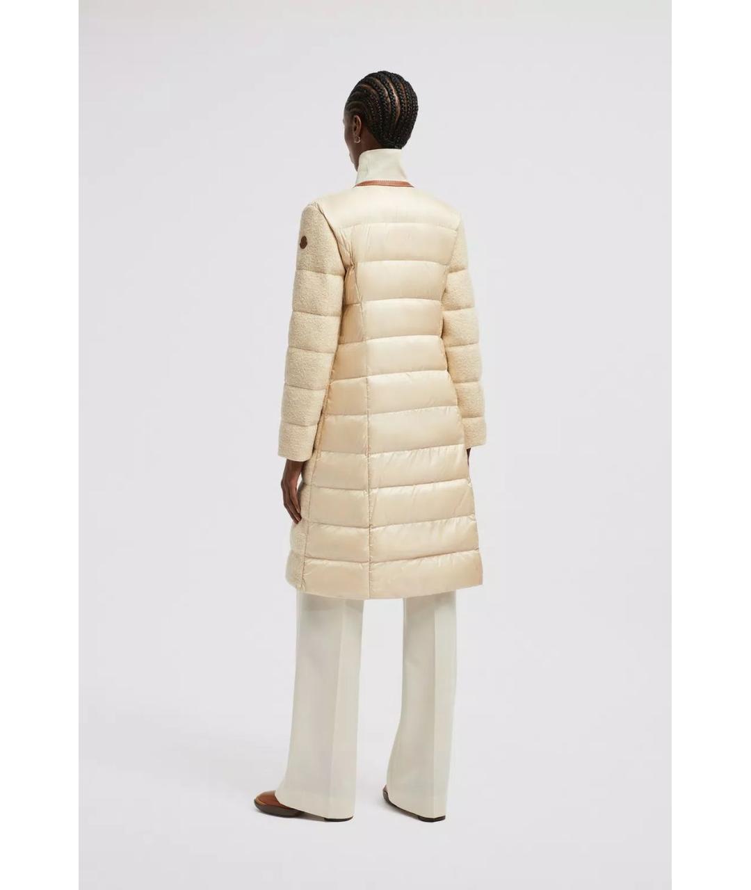 MONCLER Бежевое полиамидовое пальто, фото 3