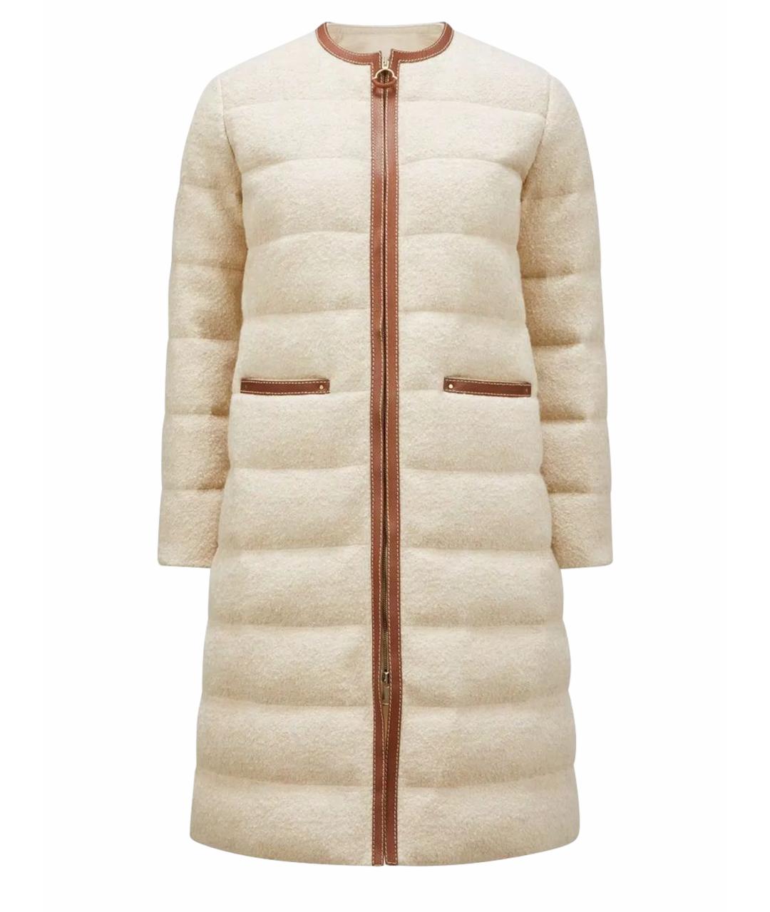MONCLER Бежевое полиамидовое пальто, фото 1