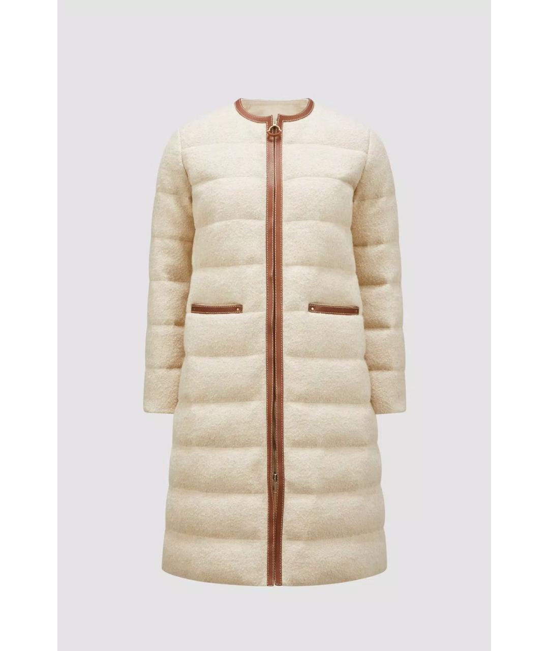 MONCLER Бежевое полиамидовое пальто, фото 5