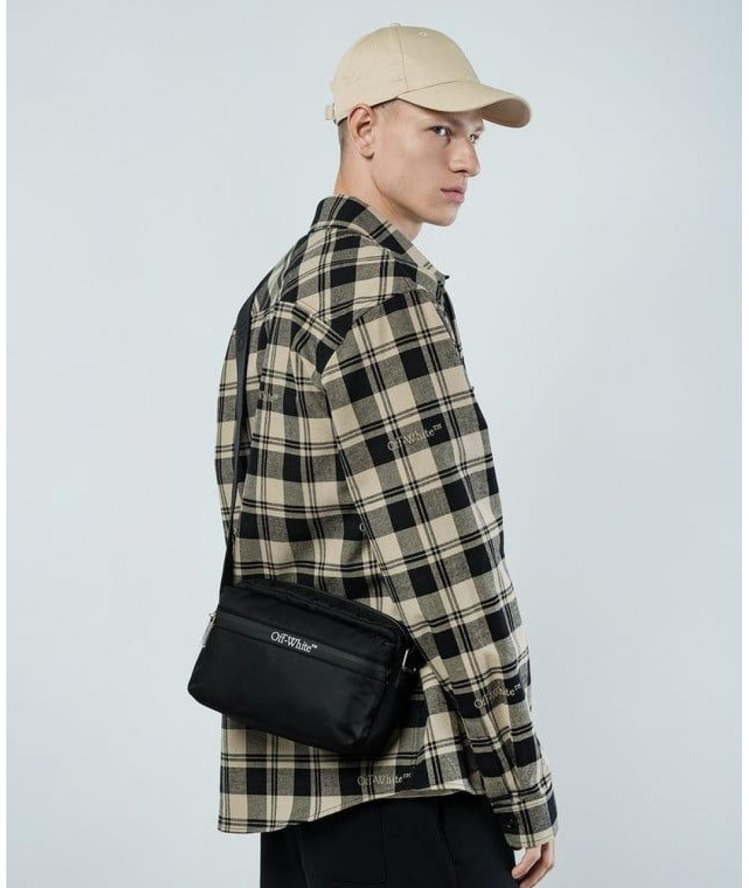 OFF-WHITE Черная кожаная сумка на плечо, фото 2