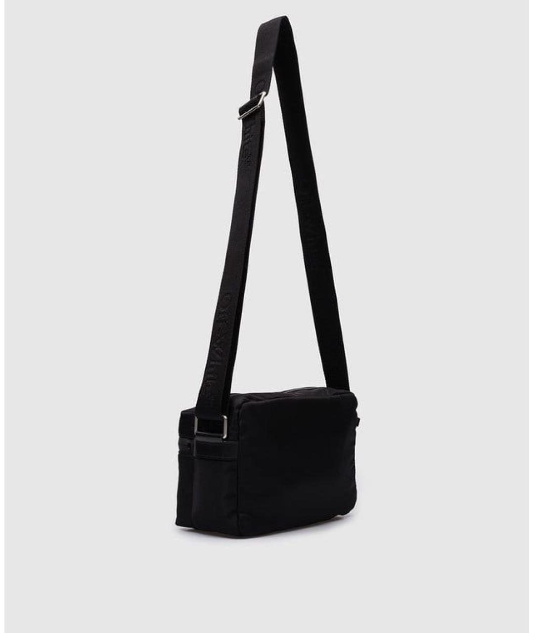 OFF-WHITE Черная кожаная сумка на плечо, фото 3
