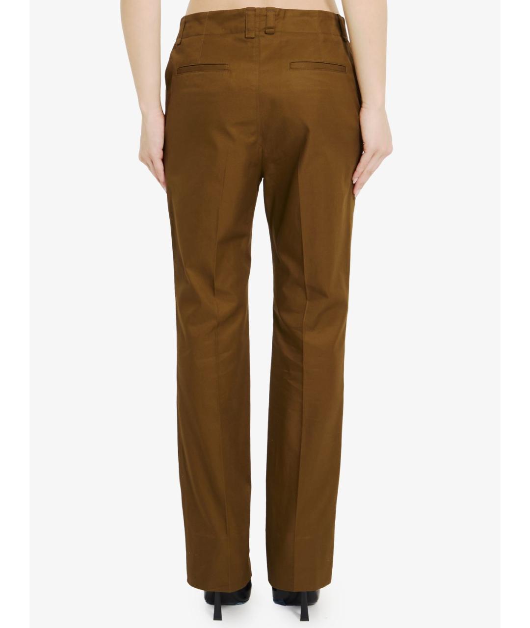 SAINT LAURENT Коричневые хлопковые прямые брюки, фото 3