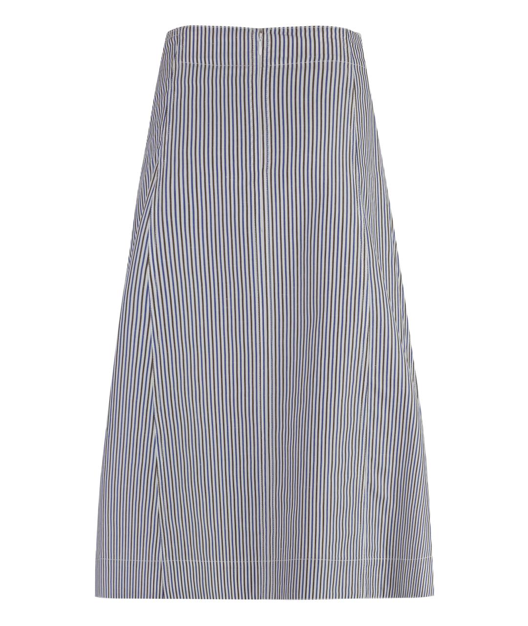 BOTTEGA VENETA Синяя хлопковая юбка миди, фото 2