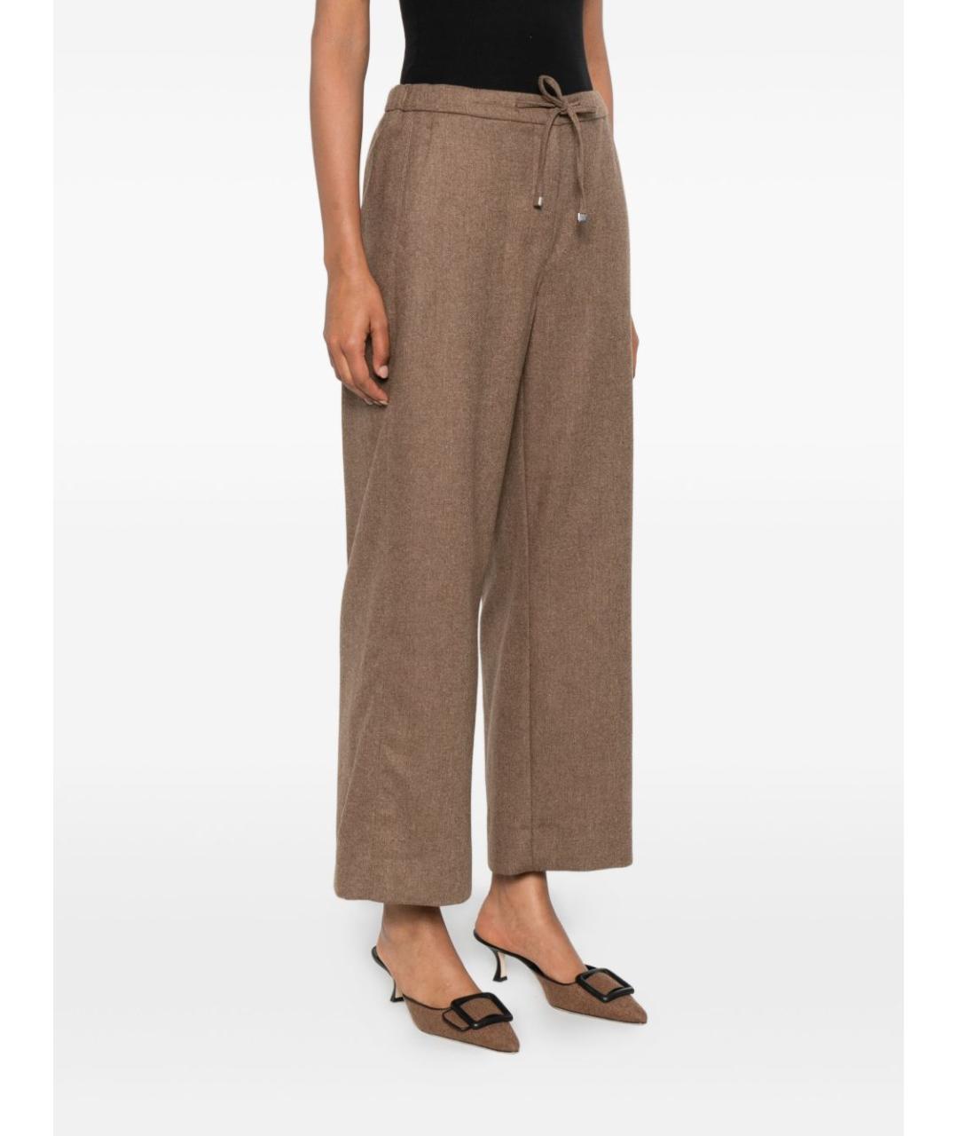 'S MAX MARA Коричневые шерстяные брюки широкие, фото 4