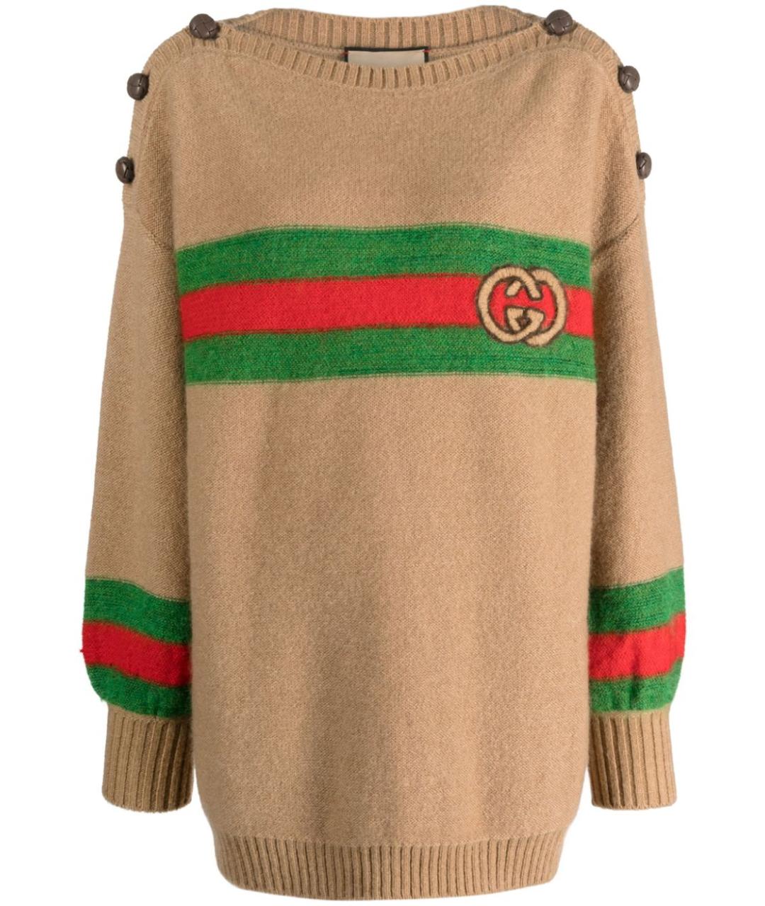 GUCCI Бежевый шерстяной джемпер / свитер, фото 1