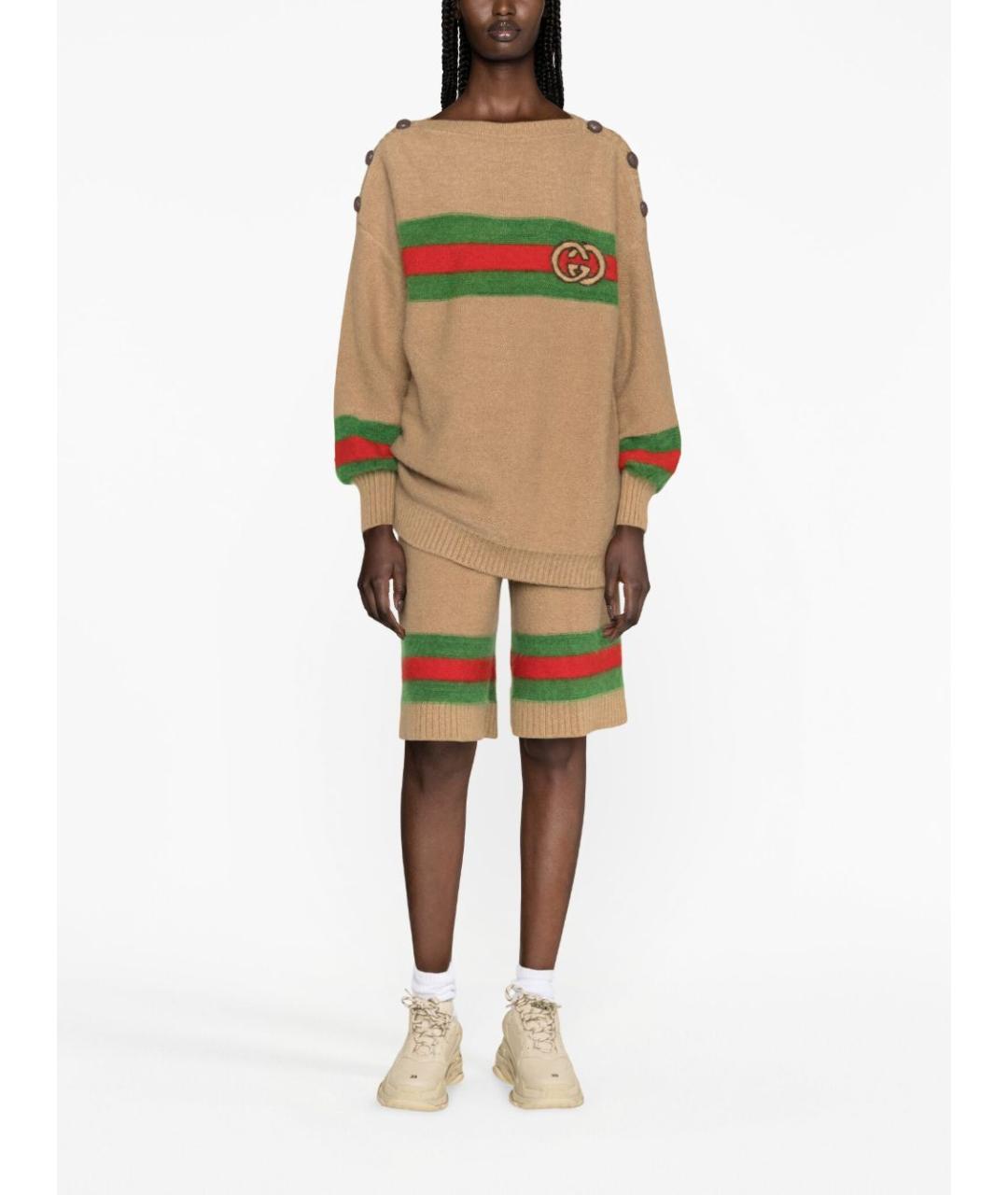 GUCCI Бежевый шерстяной джемпер / свитер, фото 2